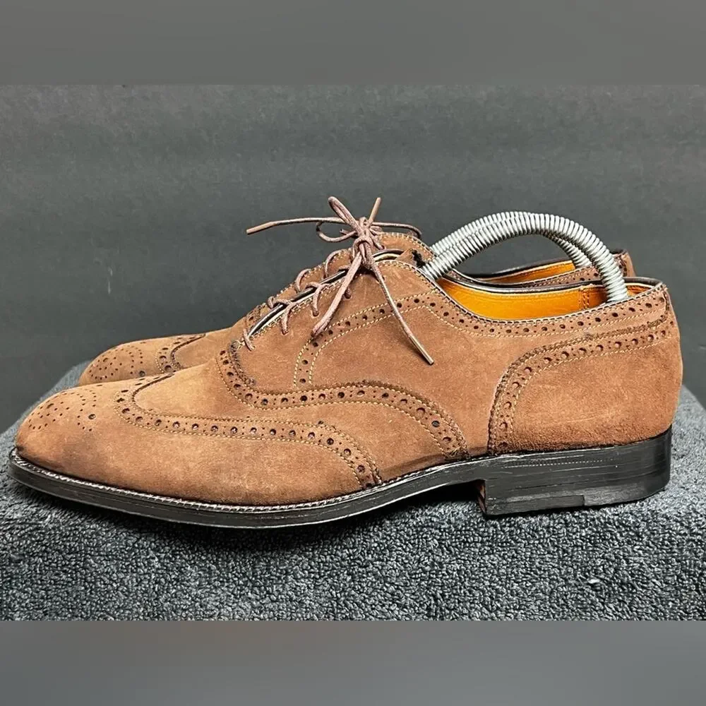 Rare Vintage 1990’S| Alden 9.5 AC Brown Long Wingtip Blucher Derby Dress Shoes
